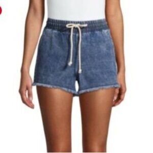 No Boundaries Denim Shorts Womens SIze 3X New Elastic Waist Drawstring Raw Hem